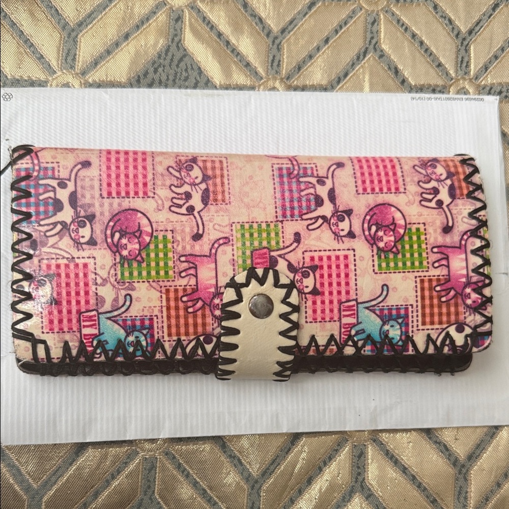 Handmade Pink Cat Print Pencil Case: Quilted Cotton Pen Pouch